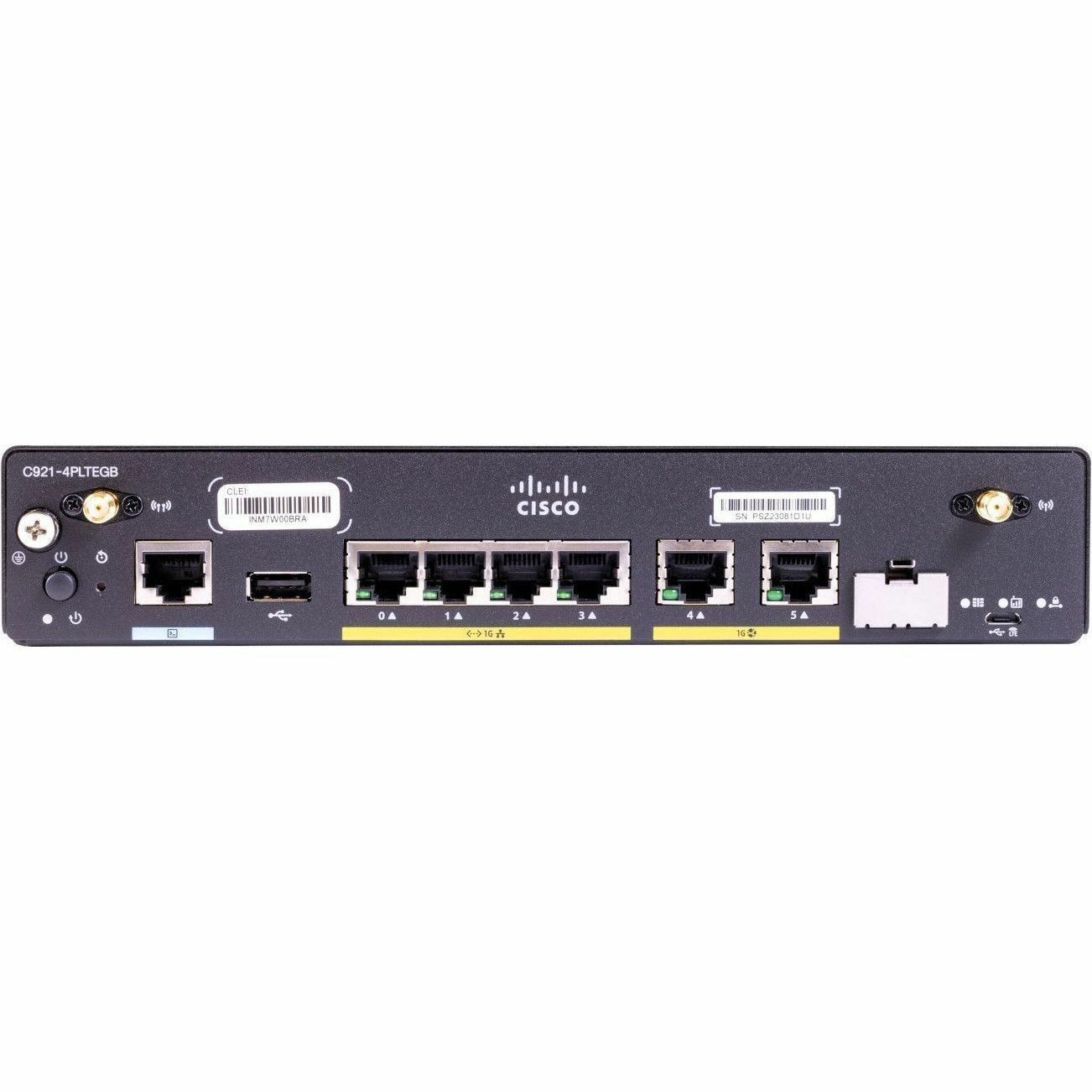 Cisco C921-4PLTEGB 1 SIM Ethernet, ADSL2, VDSL2+, Cellular Modem/Wireless Router - Refurbished
