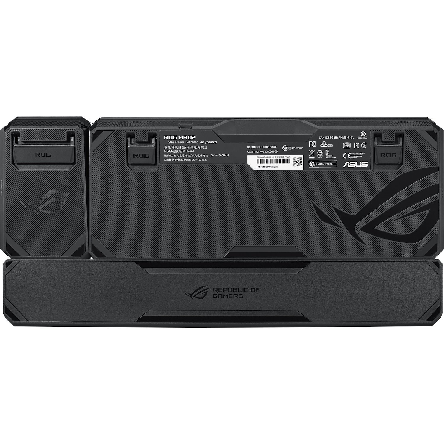 Asus ROG Claymore II Gaming Keyboard - Wired/Wireless Connectivity - USB 2.0 Type C Interface - RGB LED - Black