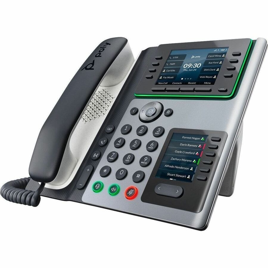 Poly Edge E450 IP Phone - Corded - Corded/Cordless - Wi-Fi, Bluetooth - 3 Multiple Conferencing - Desktop, Wall Mountable - Black