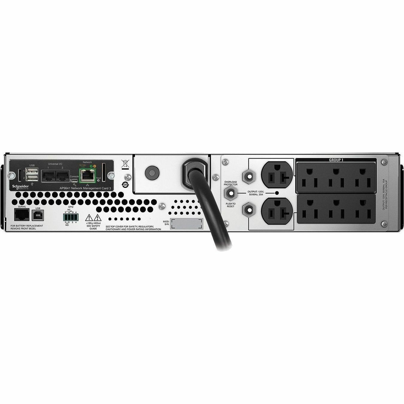 APC Smart-UPS, Line Interactive, 2200VA, Rackmount 2U, 120V, 6 NEMA 5-15R+2 NEMA 5-20R outlets, Network Card, AVR, LCD [TAA]