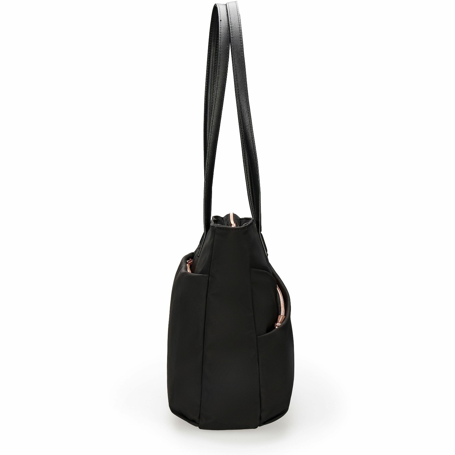Swissdigital KATY ROSE NG Black Tote Bag - USB Charging Port, RFID Protection, LED Light, Eco-Friendly Fabric, 14" Laptop Compartment, Powerbank Pocket, Key Clip & Multifunctional Pockets