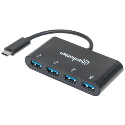 Manhattan SuperSpeed Usb 3.1 Gen 1 Type C To Usb Type A M/F Hub, Black