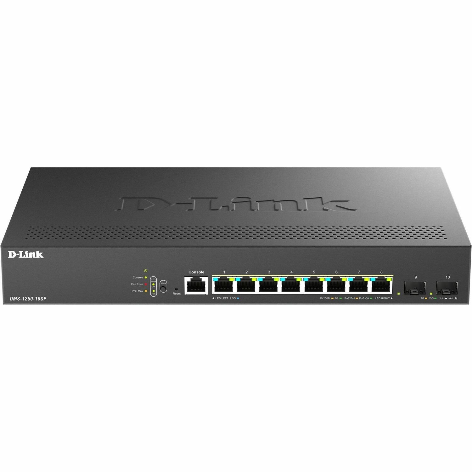 D-Link DMS-1250 DMS-1250-10SP 8 Ports Manageable Ethernet Switch - Gigabit Ethernet, 2.5 Gigabit Ethernet, 10 Gigabit Ethernet - 100/1000Base-T, 2.5GBase-T, 10GBase-X