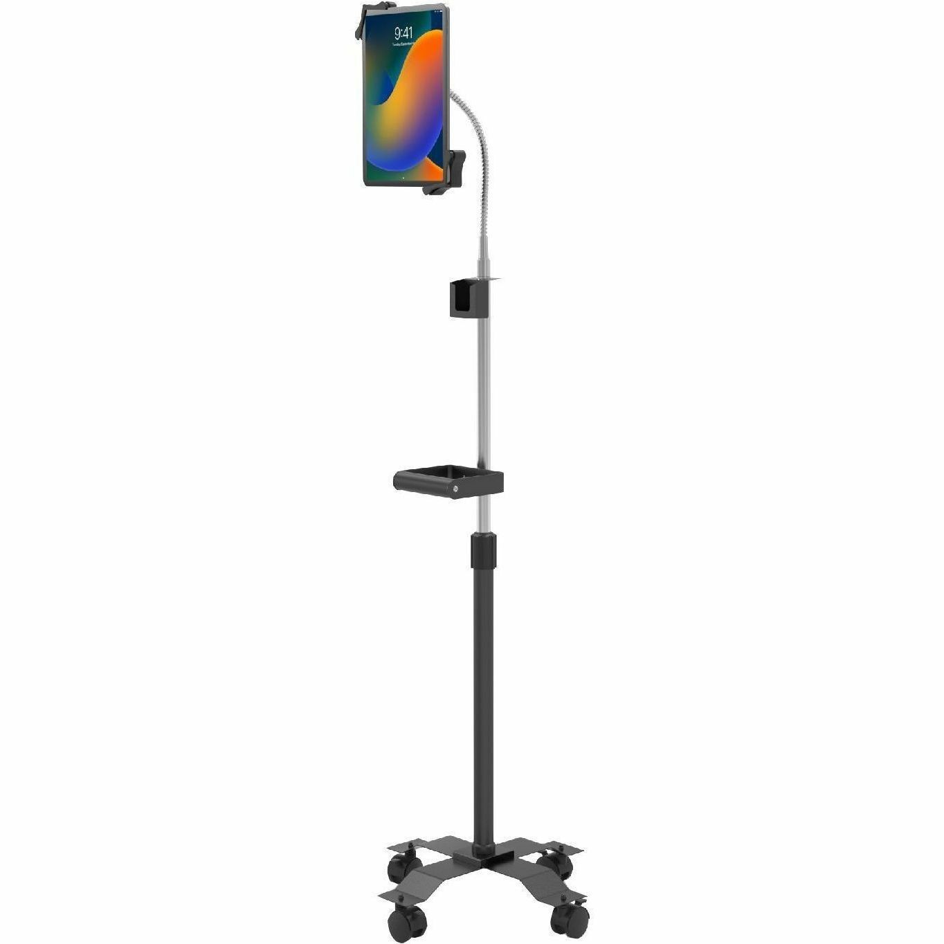 CTA Digital Compact Mobile Gooseneck Floor Stand with Handle for 7-13 Inch Tablets