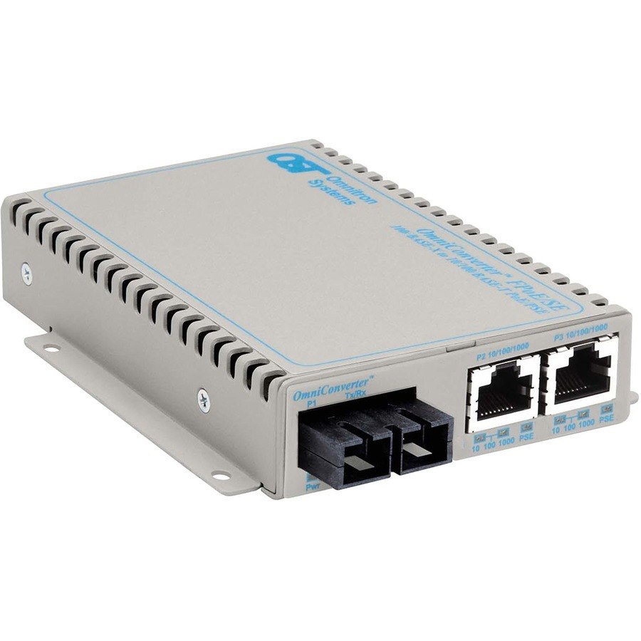 Omnitron Systems OmniConverter SE 10/100 PoE Fast Ethernet Fiber Media Converter Switch RJ45 SC Multimode 5km