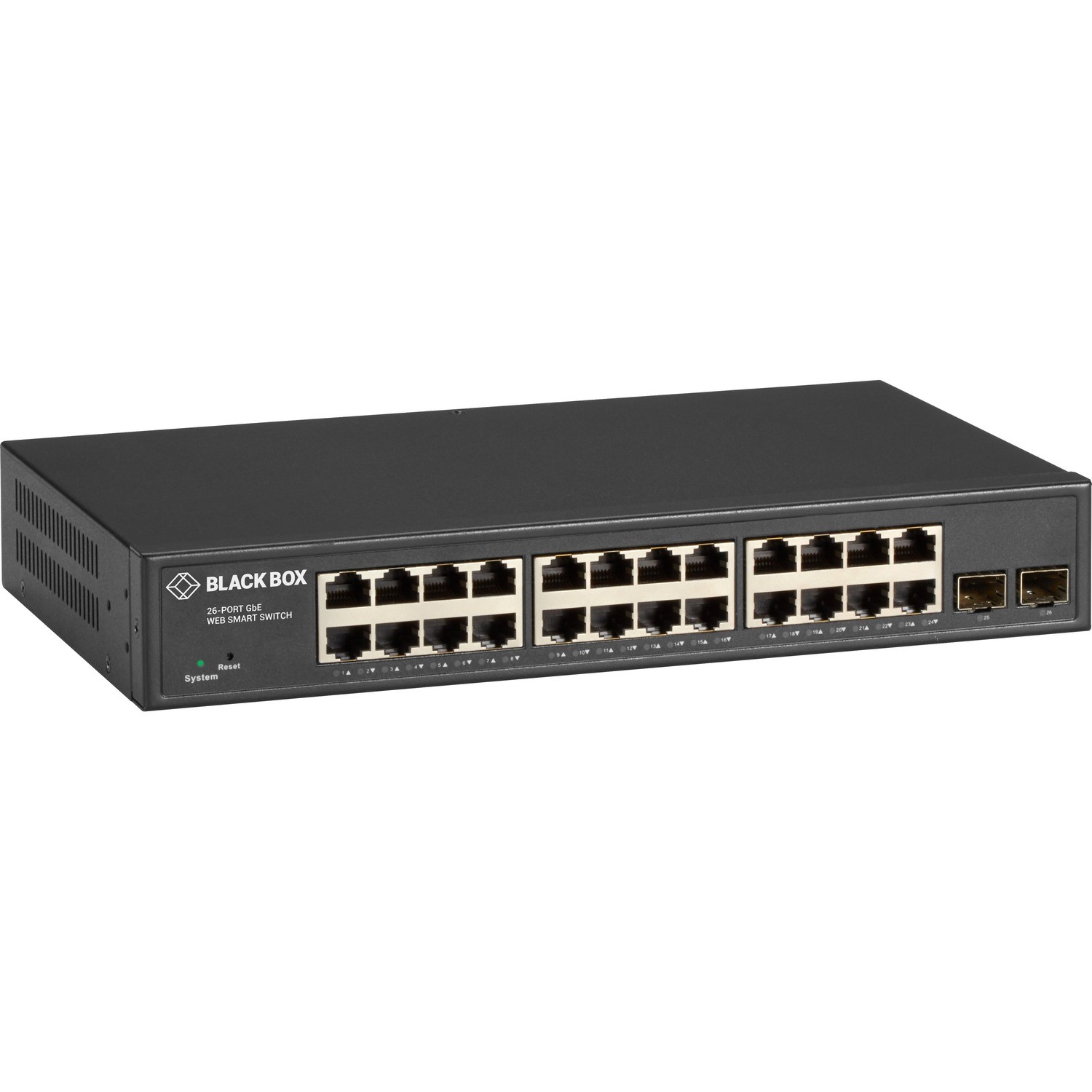 Black Box Gigabit Ethernet Managed Switch - (24) RJ-45, (2) SFP