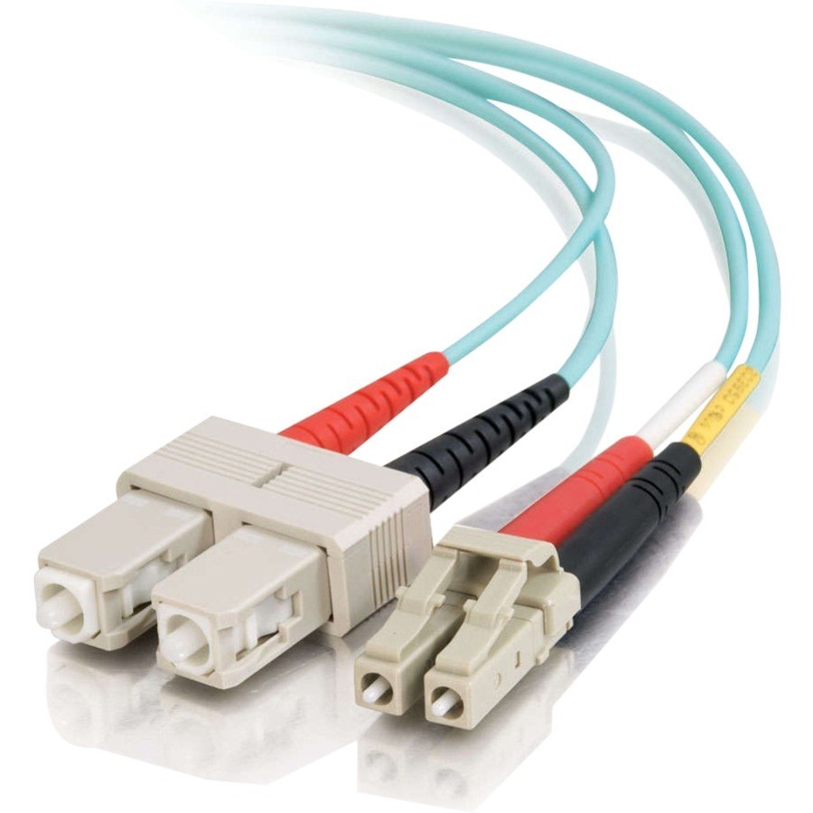 Cables To Go C2G LC-SC 10Gb 50/125 Om3 Duplex Multimode PVC Fiber Optic Cable, Aqua, 18M