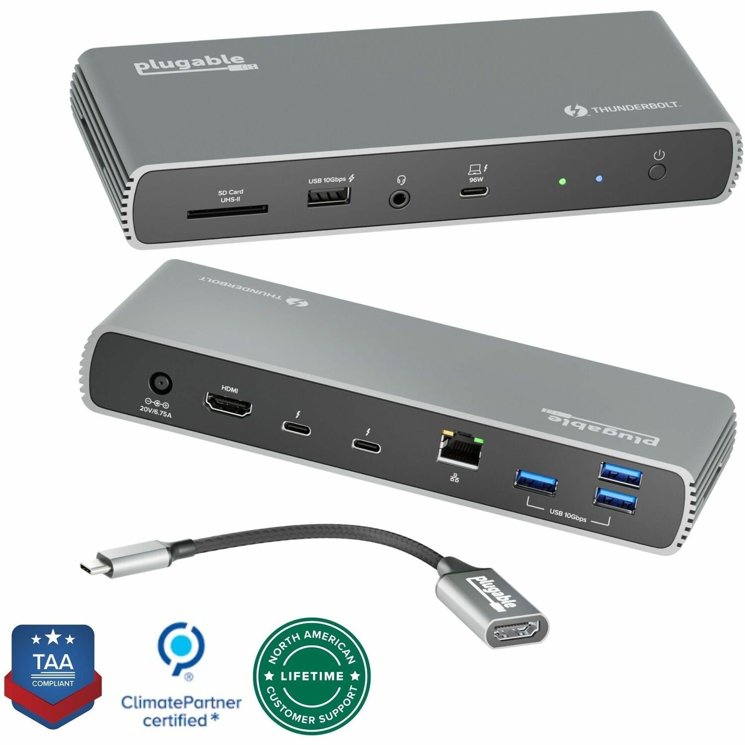 Plugable Thunderbolt 4 Docking Station | 3x Thunderbolt Ports, Dual 4K, 100W Charging, TAA Compliant