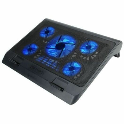 Enhance Laptop Cooling Stand with 5 LED Cooling Fans & Dual USB Ports - Blue