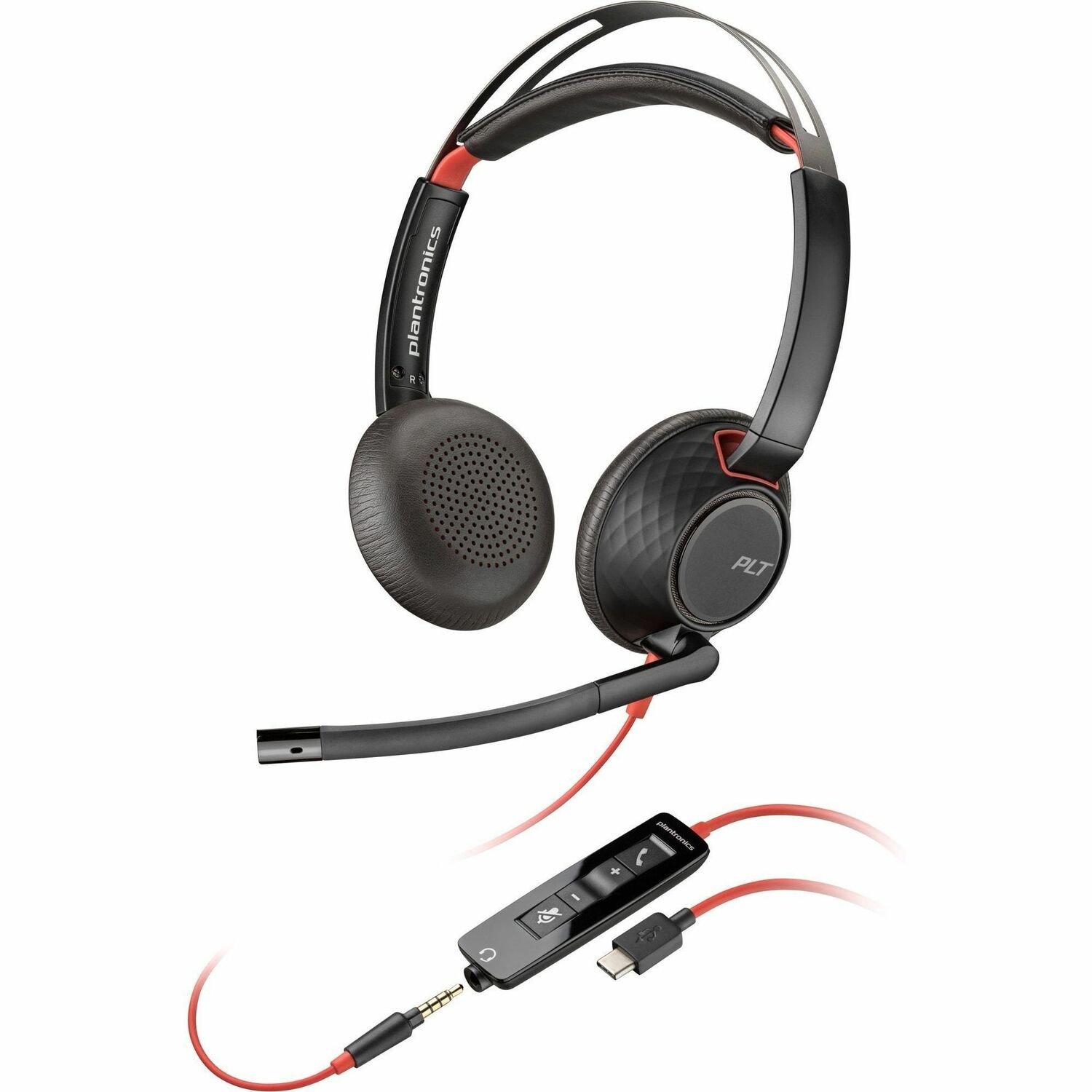 Poly Blackwire 5220 Wired On-ear, Over-the-head Stereo Headset - Black