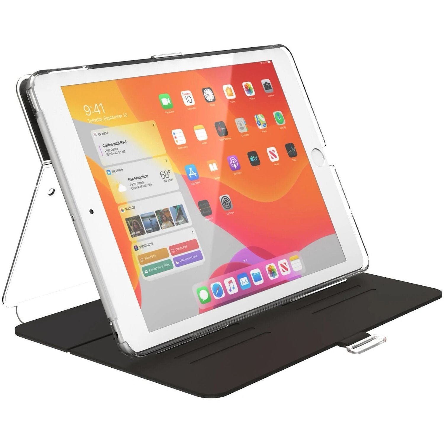 Speck Balance FOLIO Carrying Case (Folio) for 10.2" Apple iPad (7th Generation) Tablet - Black, Clear