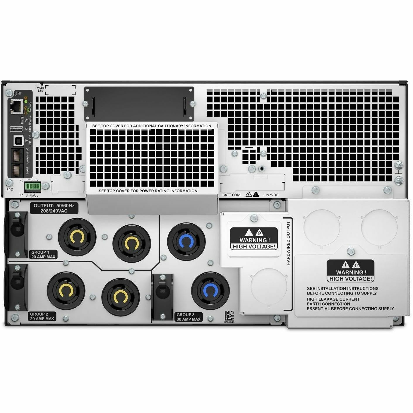 APC Smart-UPS On-Line, 8kVA/8kW, Rackmount 6U, 208V, 4x L6-20R+2x L6-30R NEMA outlets, Network Card+SmartSlot, Extended runtime, W/ rail kit [TAA]