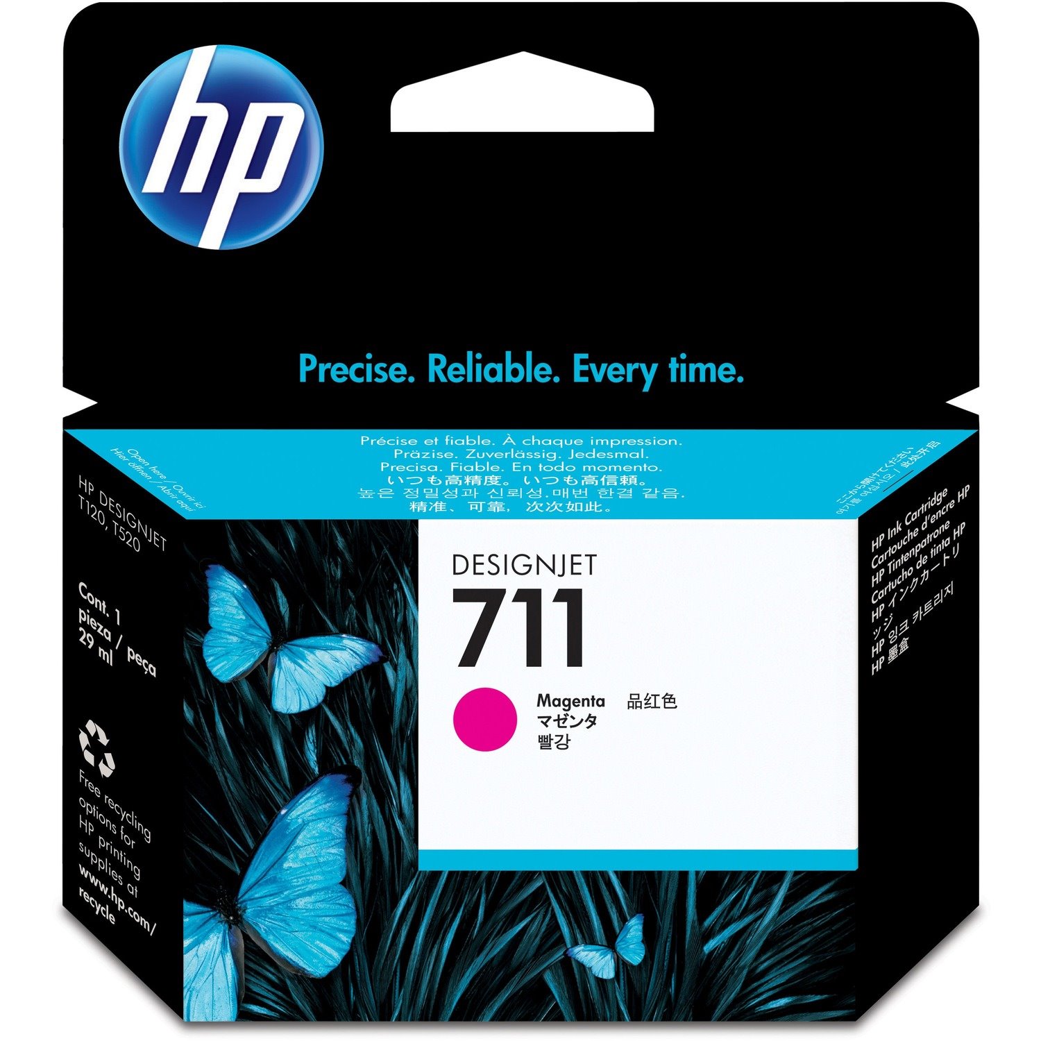 HP 711 (CZ131A) Original Inkjet Ink Cartridge - Single Pack - Magenta - 1 Each