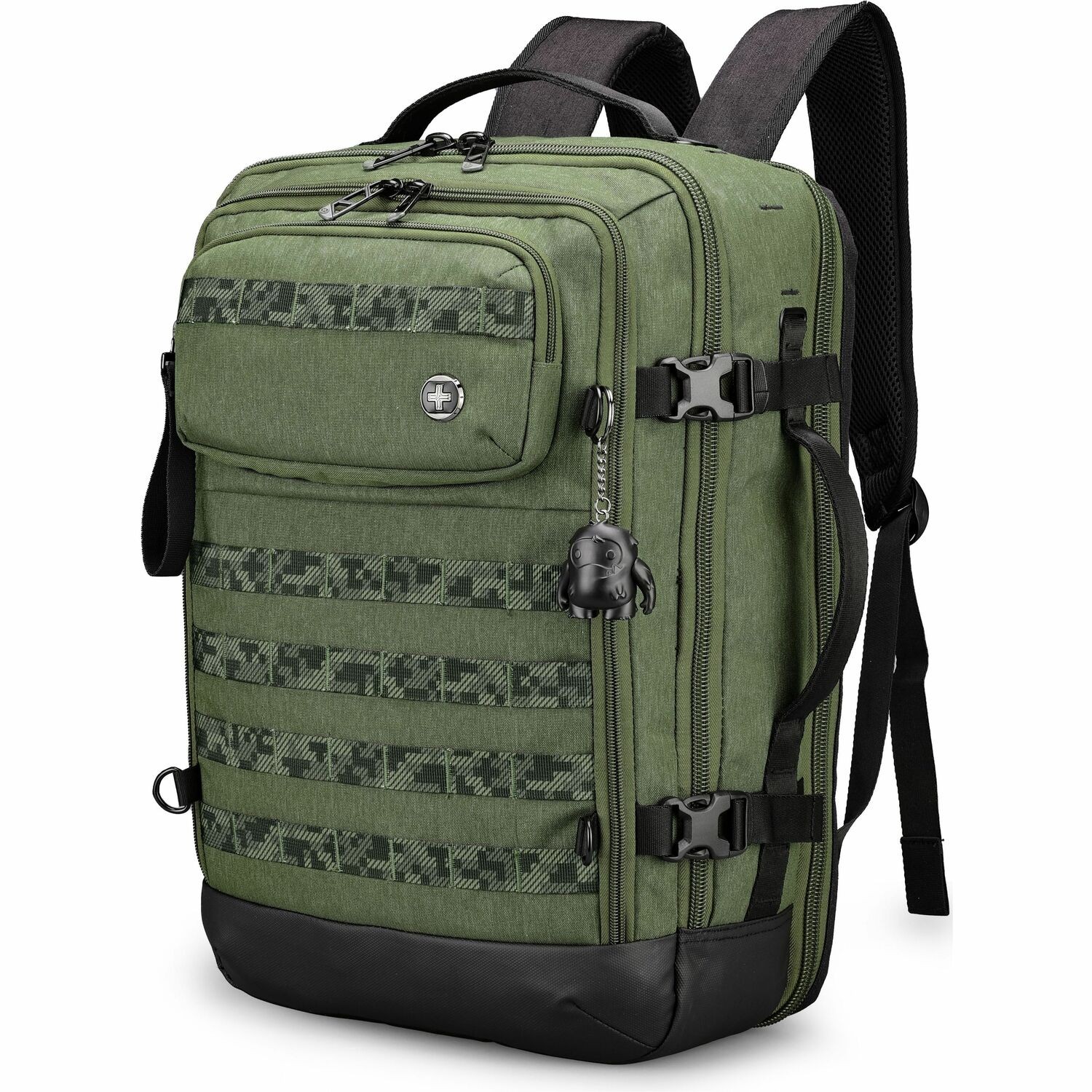 Swissdigital BERG PRO Dark Green XL Backpack - TSA-Friendly Backpack with USB Charging Port, RFID Protection Pocket, Trolley Sleeve for Easy Travel, Padded Laptop Compartment that Fits up to 17" Laptop, Tablet Compartment that Fits up to 12.9", Dedicated Pockets for Powerbank, Mouse, Water Bottle, Key Clip, Multifunctional Storage, Breathable Mesh Back Panel for All-Day Comfort & Ventilation, and Removable Camera Bag Insert for Photography Gear