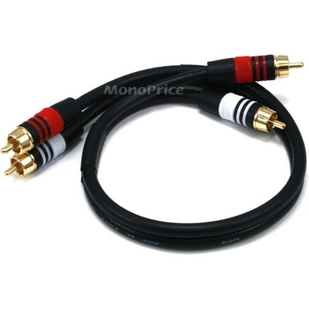 Monoprice Premium 2 Rca Plug To 2 Rca Plug M/M 22Awg Cable, 1.5FT