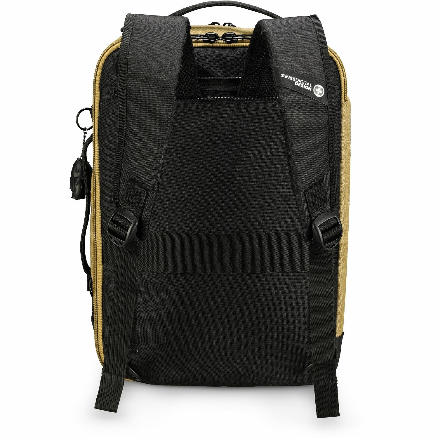 Swissdigital BERG Dark Khahi Hybrid Briefcase USB Charging Port with Integrated Cable, RFID Protection Pocket, Trolley Sleeve for Hands-Free Travel, Padded Laptop Compartment Fits up to 16", Padded Tablet Pocket Fits up to 9.75", Dedicated Powerbank Pocket, Mouse Pouch, Key Clip, Multifunctional Organizer Pockets | 3-Way Carry (Hand, Single Shoulder, or Backpack Style)