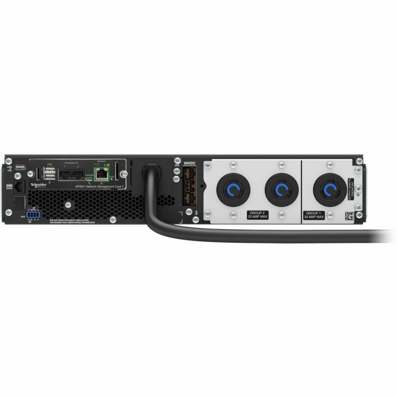 APC Smart-UPS On-Line, 3kVA, Rackmount 2U, 208V, 2x L6-20R+1x L6-30R NEMA outlets, Network Card, Extended runtime, W/ rail kit [TAA]