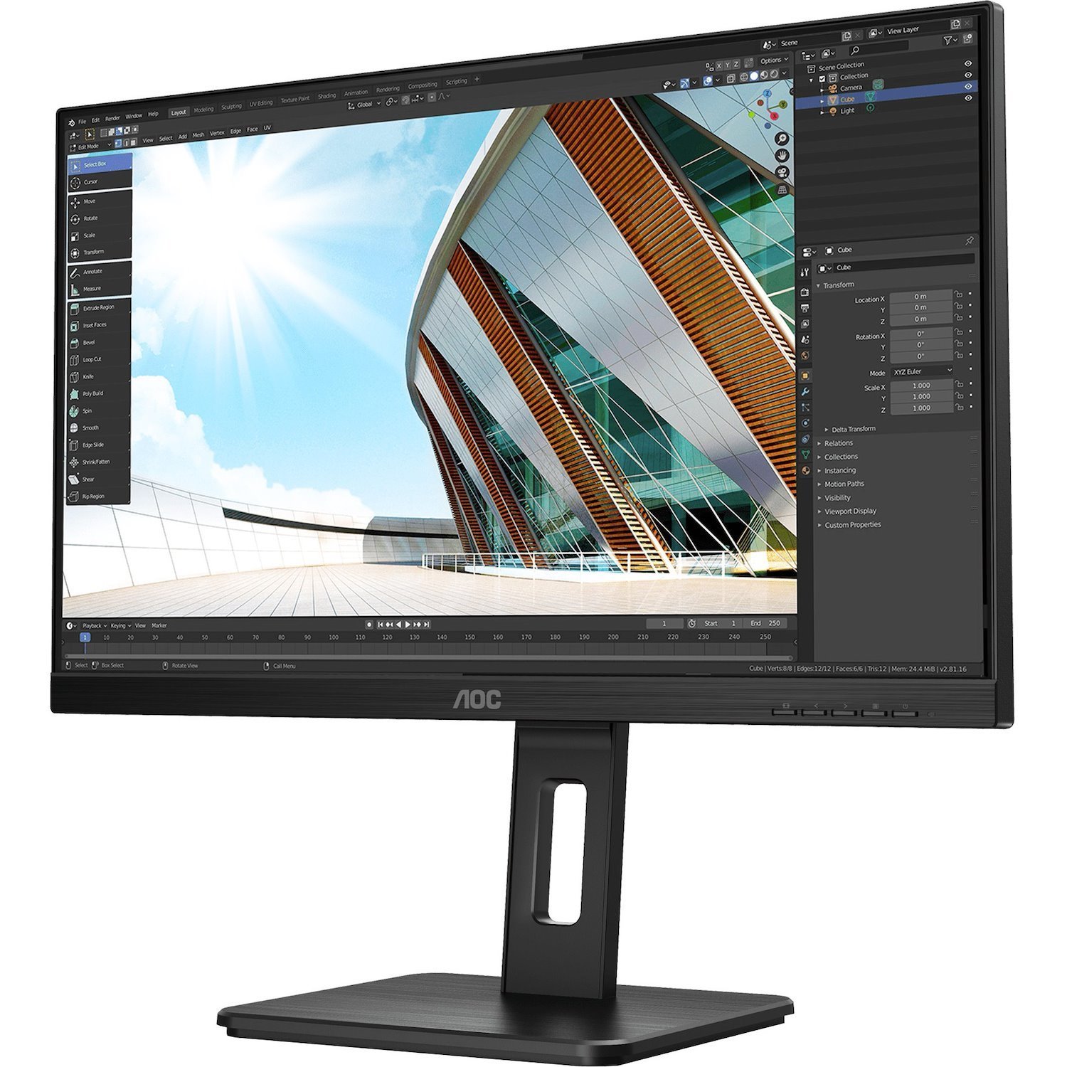 AOC 24P2Q 23.8" Full HD LCD Monitor - 16:9 - Black