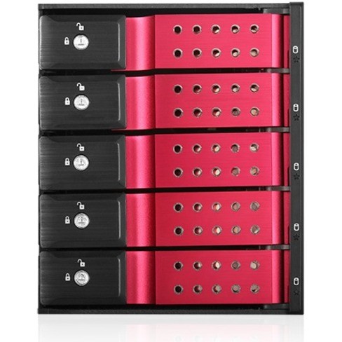 iStarUSA BPN-DE350HD Drive Enclosure for 5.25" - Serial ATA/600 Host Interface Internal - Black, Red