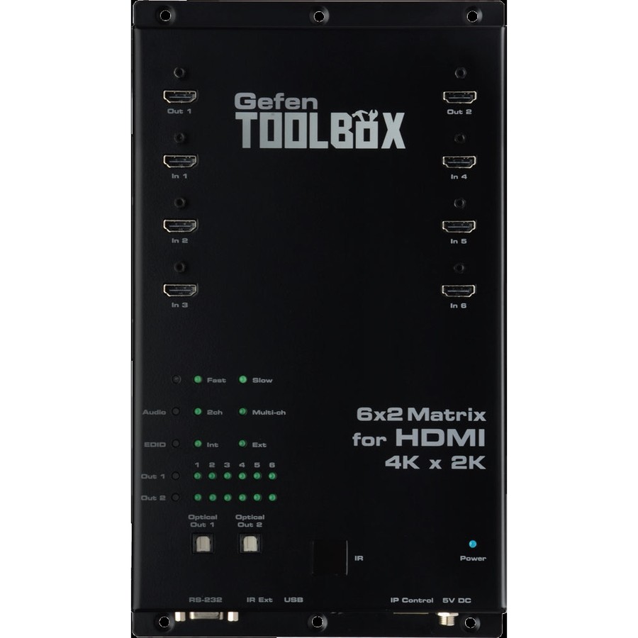 Gefen ToolBox 6x2 HDMI Matrix Switcher for 4K Ultra HD (GTB-HD4K2K-642-BLK)