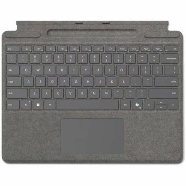 Microsoft Signature Type Cover Keyboard/Cover Case Microsoft Surface Pro 10, Surface Pro 9, Surface Pro 8, Surface Pro X, Surface Pro 11 Tablet - Platinum