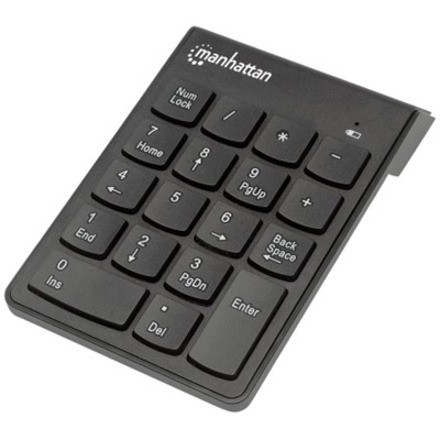 Manhattan Full Size 18-Key Numeric Wireless Keypad W/ Usb Micro Receiver, Black