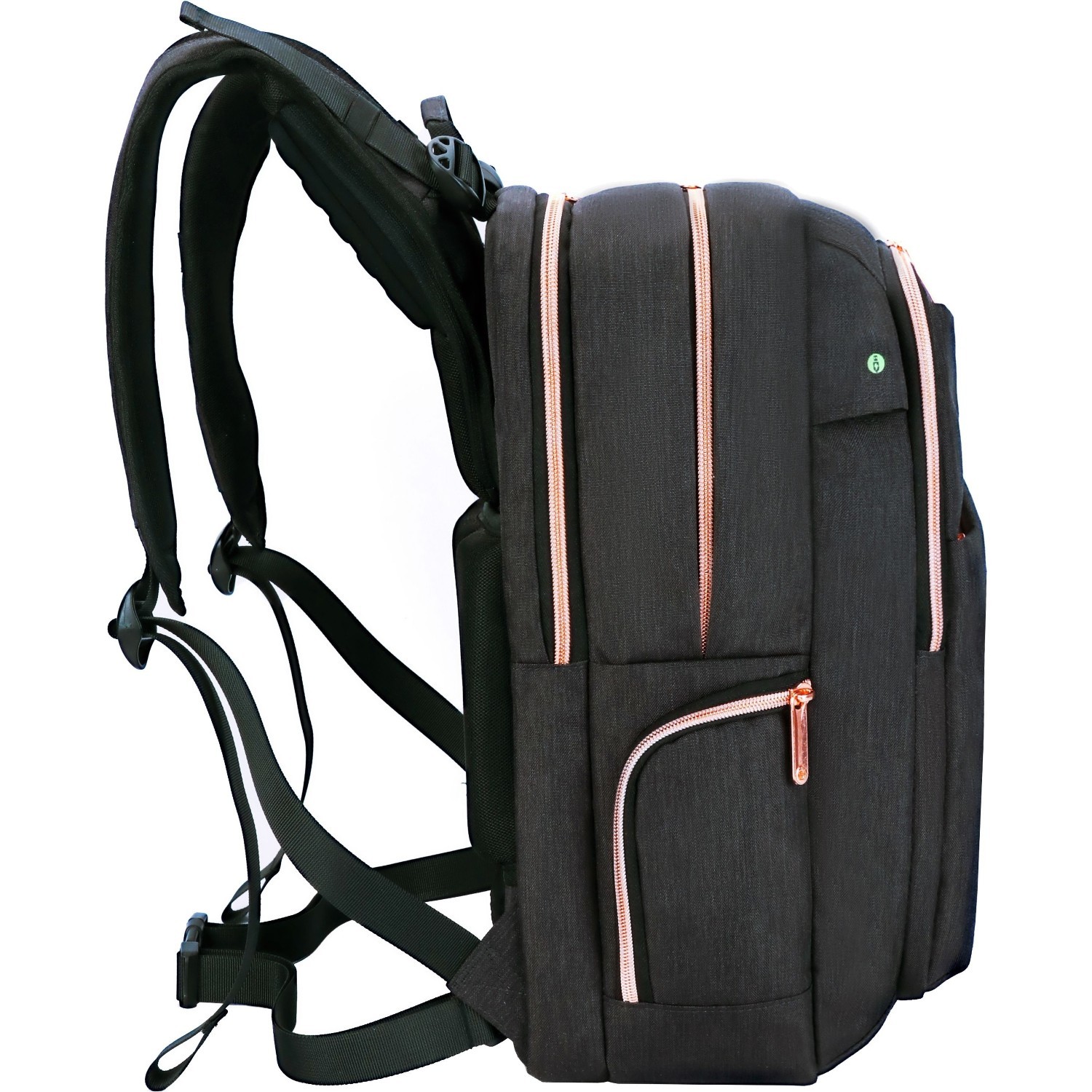 Swissdigital KATY ROSE Black Massage Backpack - Stylish Travel & Work Bag with Patented Massage System, Smart USB Charging Port, RFID Protection, Trolley Sleeve, Padded Laptop Compartment, Fits 16" Laptop, Tablet Pocket, Water Bottle Holder, Sunglasses Holder, Multi-Function Organizer Pockets, Key Clip, Ergonomic Straps, Breathable Air-Mesh Back Panel, and Durable Materials