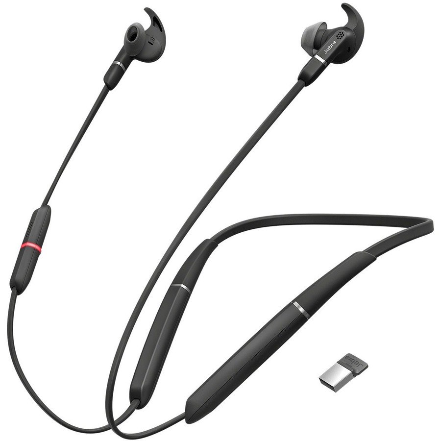 Jabra EVOLVE 65e UC Wireless Behind-the-neck, Earbud Stereo Earset - Black