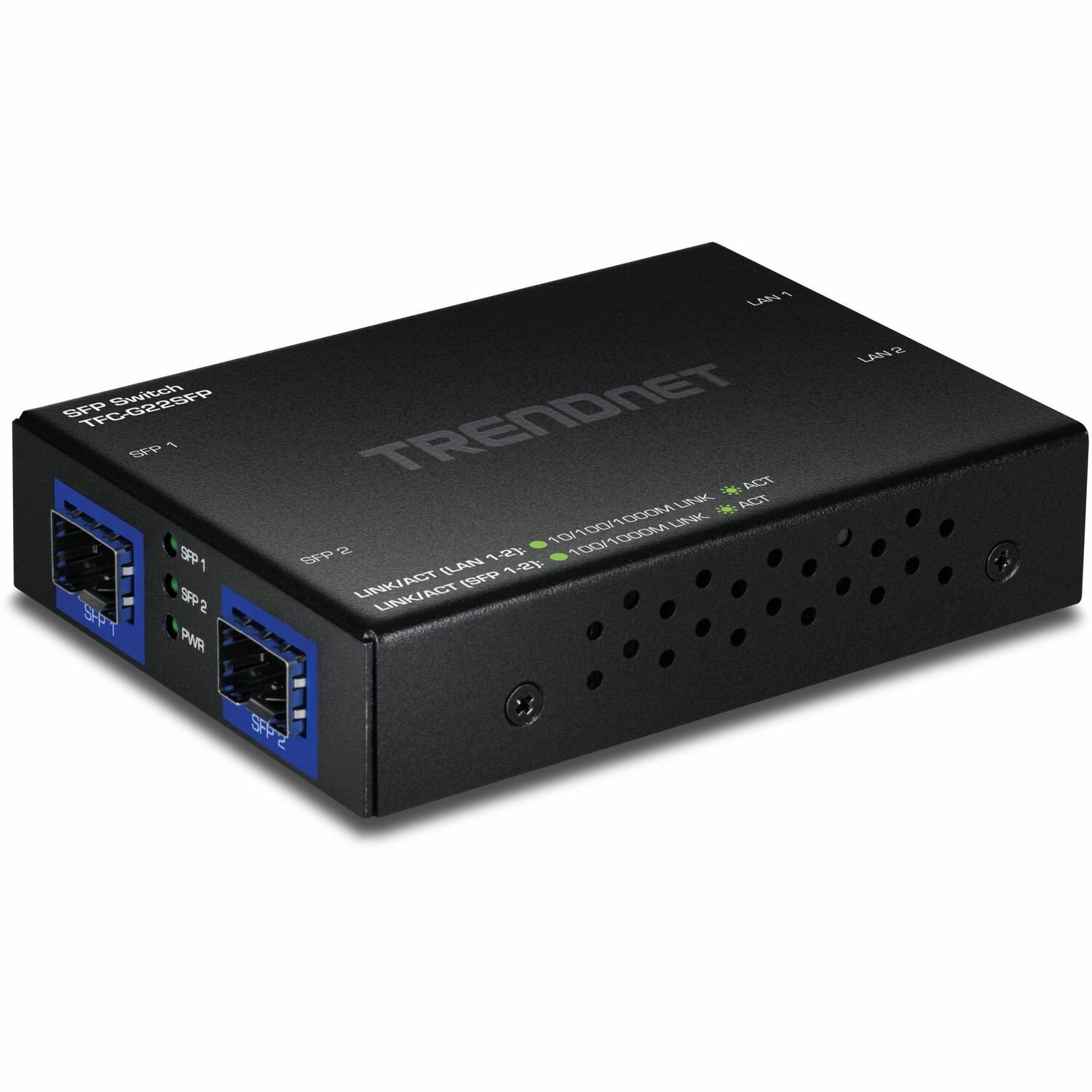 TRENDnet 4-Port Gigabit Switch with SFP Ports, TFC-G22SFP, 2 x 1Gbps RJ45 Ports, 2 x 1Gbps SFP Ports, 8Gbps Switching Capacity, NDAA & TAA Compliant