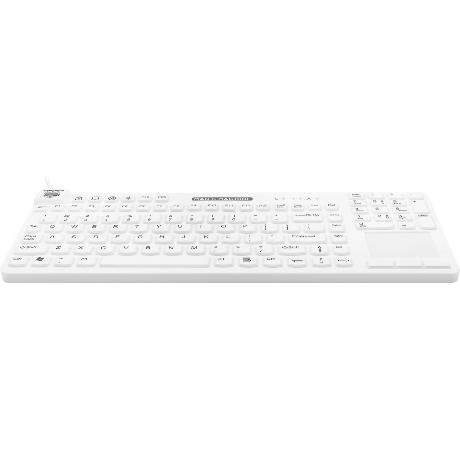 Man & Machine Really Cool Touch Keyboard - Cable Connectivity - USB Interface - QWERTY Layout - White