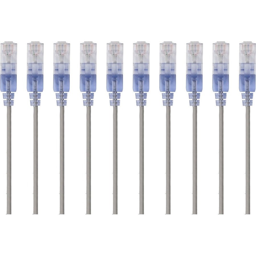 Monoprice 10-Pack, SlimRun Cat6A Ethernet Network Patch Cable, 5ft Gray