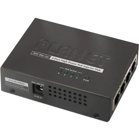 Planet 4-Port IEEE 802.3at High Power over Ethernet Injector Hub