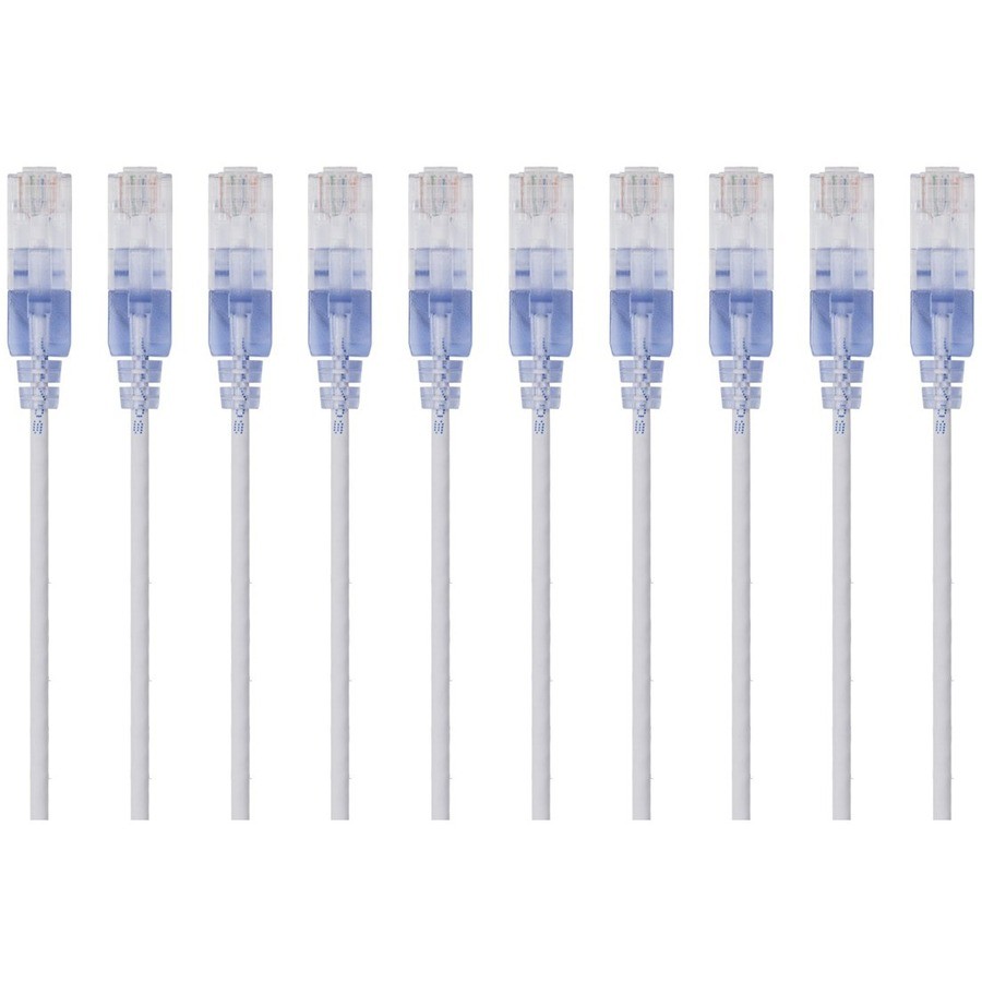 Monoprice 10-Pack, SlimRun Cat6A Ethernet Network Patch Cable, 1ft White