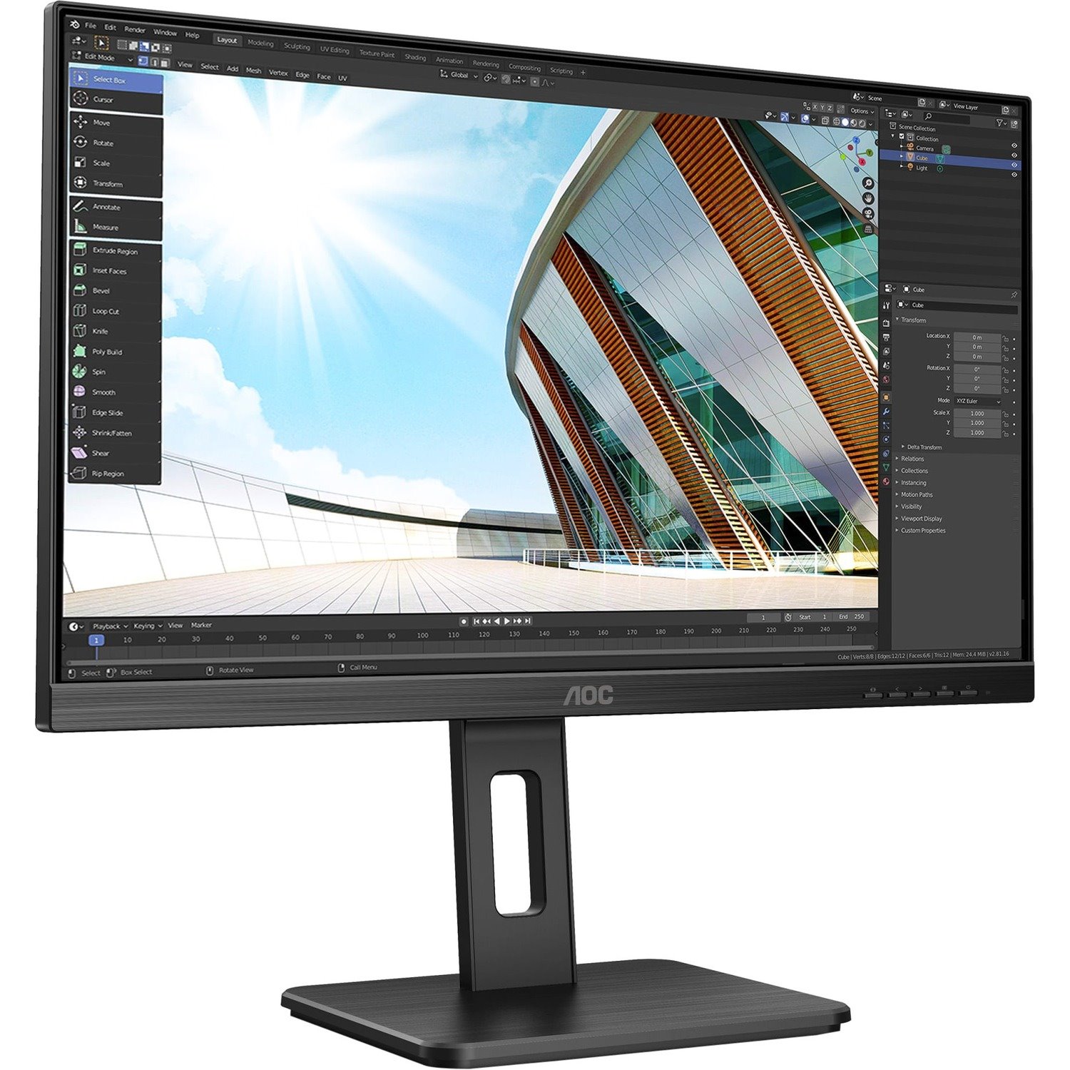 AOC 24P2Q 23.8" Full HD LCD Monitor - 16:9 - Black