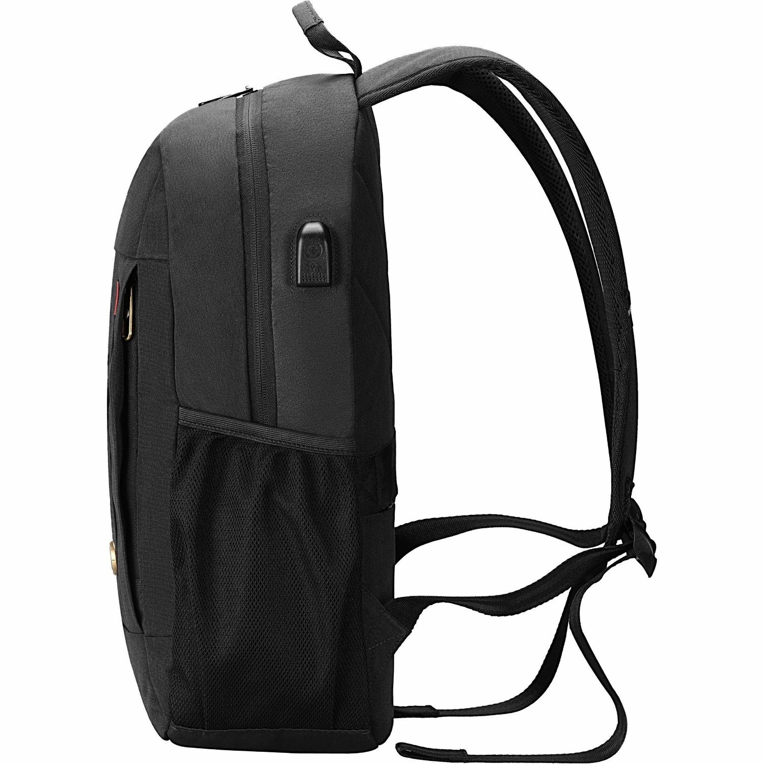 Swissdigital ARBON Black Backpack - Sleek, Durable Bag with USB Charging Port, RFID Protection Pocket, Padded Laptop/Tablet Compartment (Fits up to 16"), Trolley Sleeve, Powerbank Pocket, and Water Bottle Holder