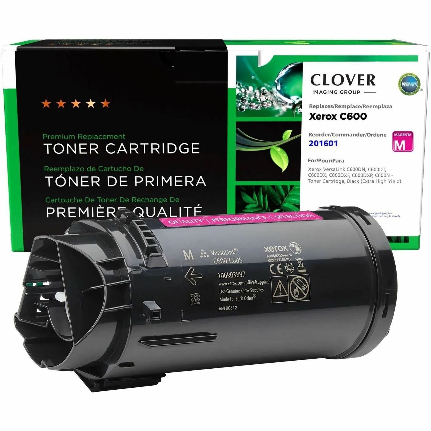 Clover Remanufactured Extra High Yield Magenta Toner Cartridge for Xerox 106R03917