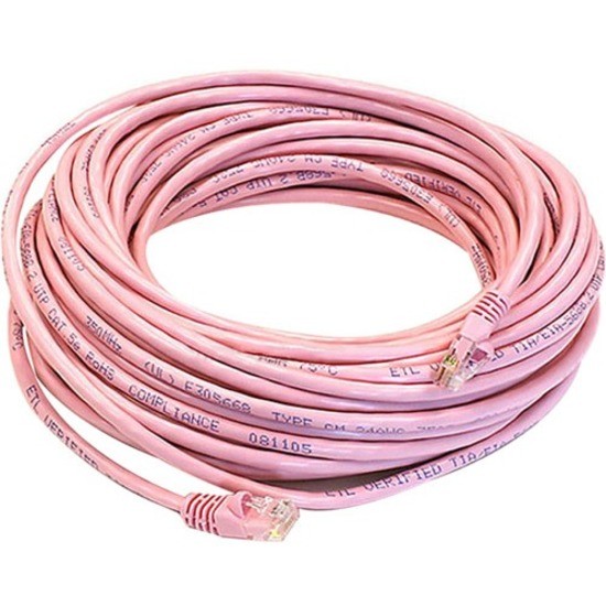 Monoprice Cat5e Utp 24Awg 350MHz Snagless Copper Patch Cable, Pink, 50FT