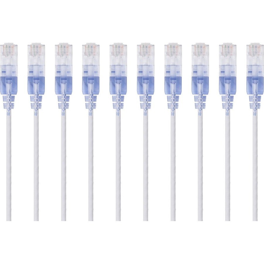 Monoprice 10-Pack, SlimRun Cat6A Ethernet Network Patch Cable, 14ft White