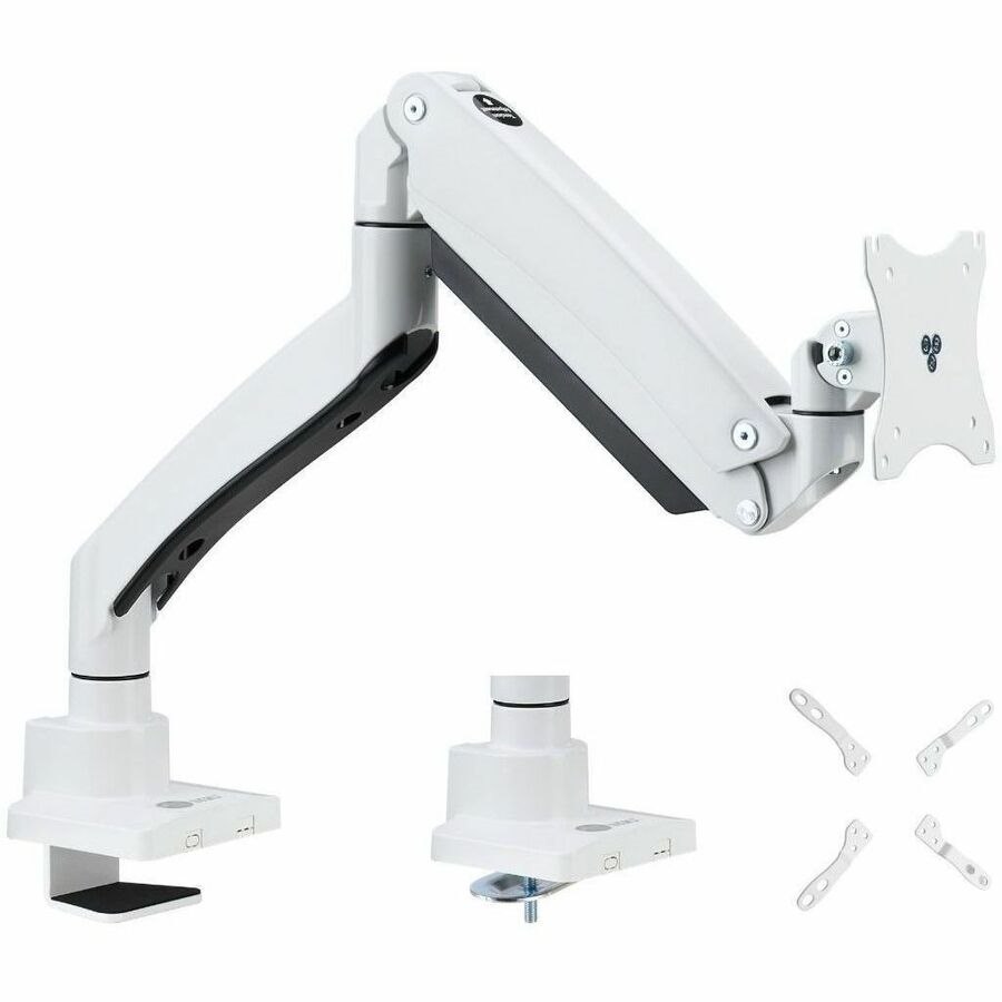 SIIG Single 43" Monitor Heavy-Duty Premium Gas Spring Desk Mount - White, VESA 75x75, 100x100, 200x200mm