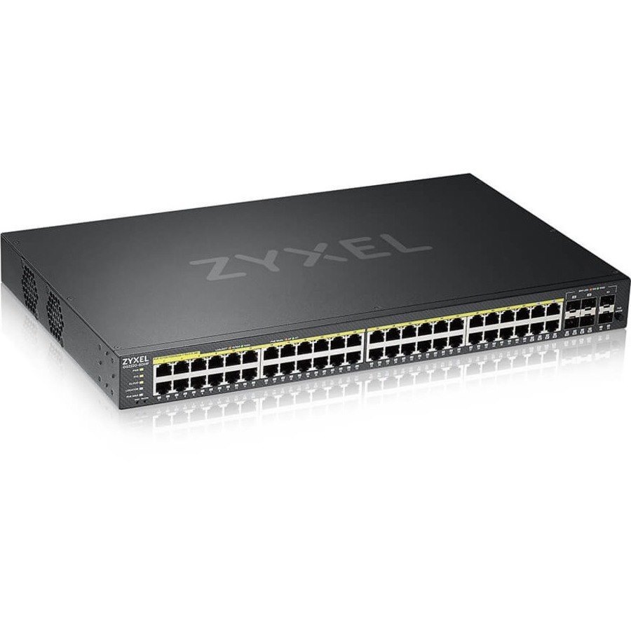 ZYXEL GS2220-50HP 48-Port Gigabit L2+ Managed and Nebula Pro Cloud Managed Switch | 48 PoE+ Ports at 375W with 4 SFP Uplinks