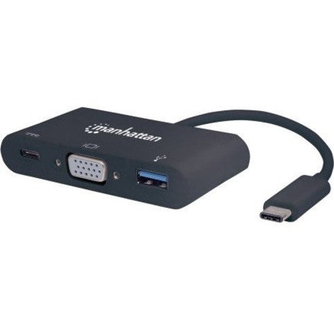 Manhattan Usb 3.1 Type C To Vga, Usb Type A, Usb-C M/F Dock Converter, Black