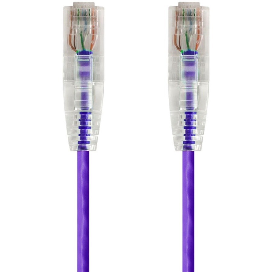 Monoprice Cat6 550MHz 28Awg Utp SlimRun Pure Bare Copper Snagless Patch Cable, Purple, 14FT