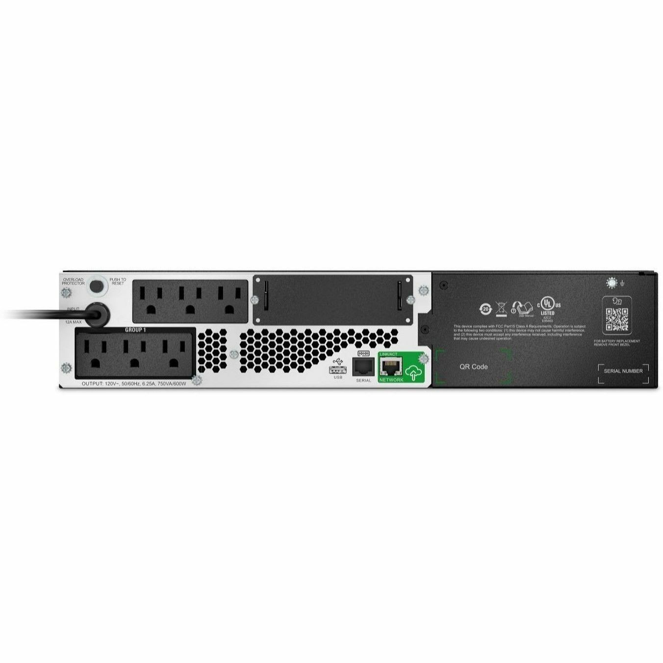 APC Smart-UPS, Line Interactive, 750VA, Lithium-ion, Rackmount 2U, 120V, 6x NEMA 5-15R outlets, SmartConnect Port+SmartSlot,Short Depth,AVR,LCD,TAA