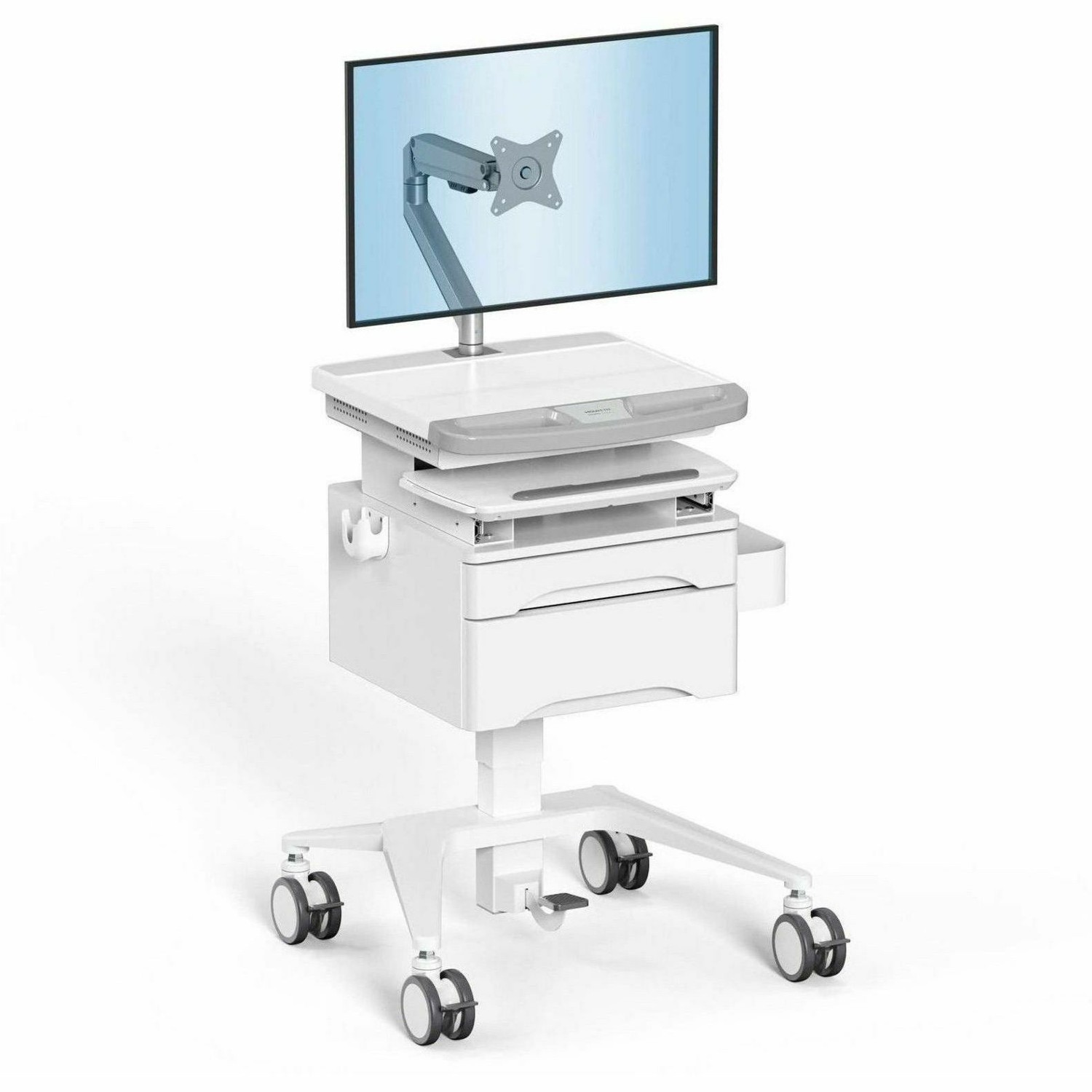 Mount-It! MedHub Mobile Workstation with Drawers Monitor Arm