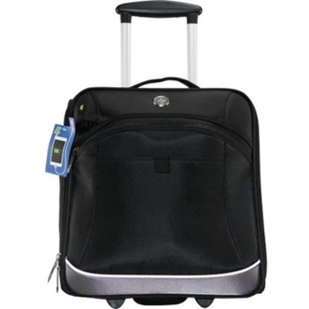Swissdigital BASEL Black Underseat Luggage - USB Charging Port, TSA-Friendly with Pouch Design, Padded Pocket for 13" Laptop, Power Bank & Water Bottle Pockets, Reflective Material, Smooth Silent Wheels