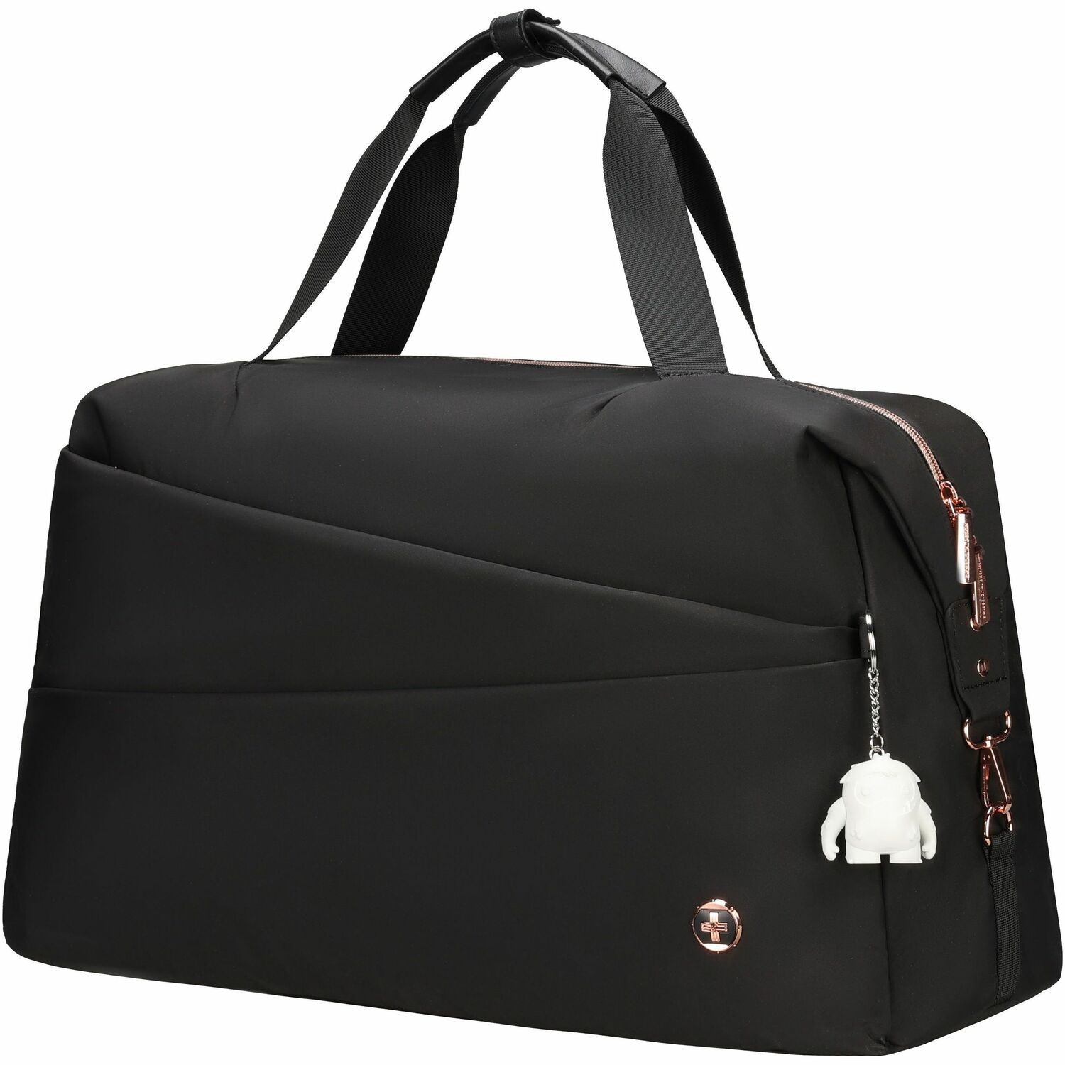 Swissdigital KATY ROSE NG Black Duffle Bag - Stylish, Eco-Friendly Fabric with Multiple Storage Options, Perfect for Students, Professionals, and Everyday Use