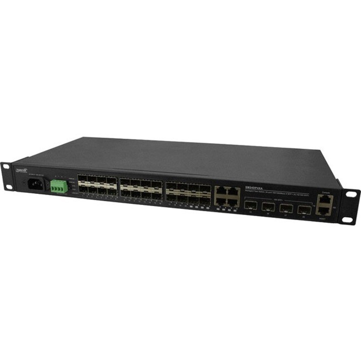 Managed Gigabit Ethernet Fiber Switch 20 100/1000Base-X SFP Slots + 4 100/1000Base SFP/RJ-45 Combo Ports + 4 1G/10GBase-X SFP+ Slots