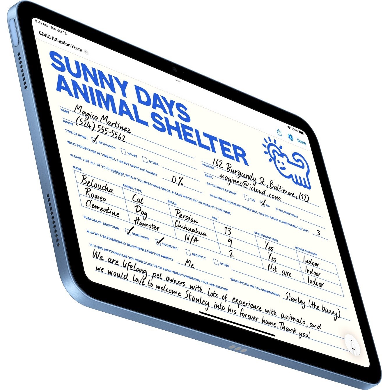 Apple iPad (10th Generation) A2757 Tablet - 10.9" - 64 GB Storage - iPadOS 16 - 5G - Blue