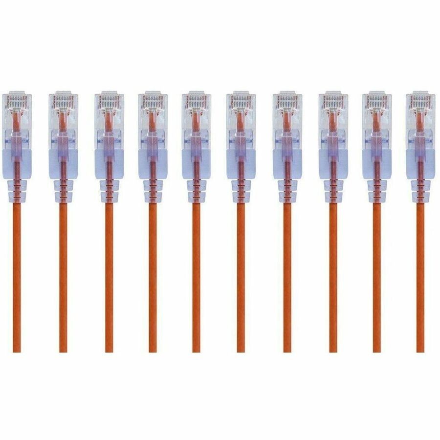 Monoprice SlimRun Cat6A Utp 30Awg Ethernet Patch Cable, Orange, 2FT, 10-Pack