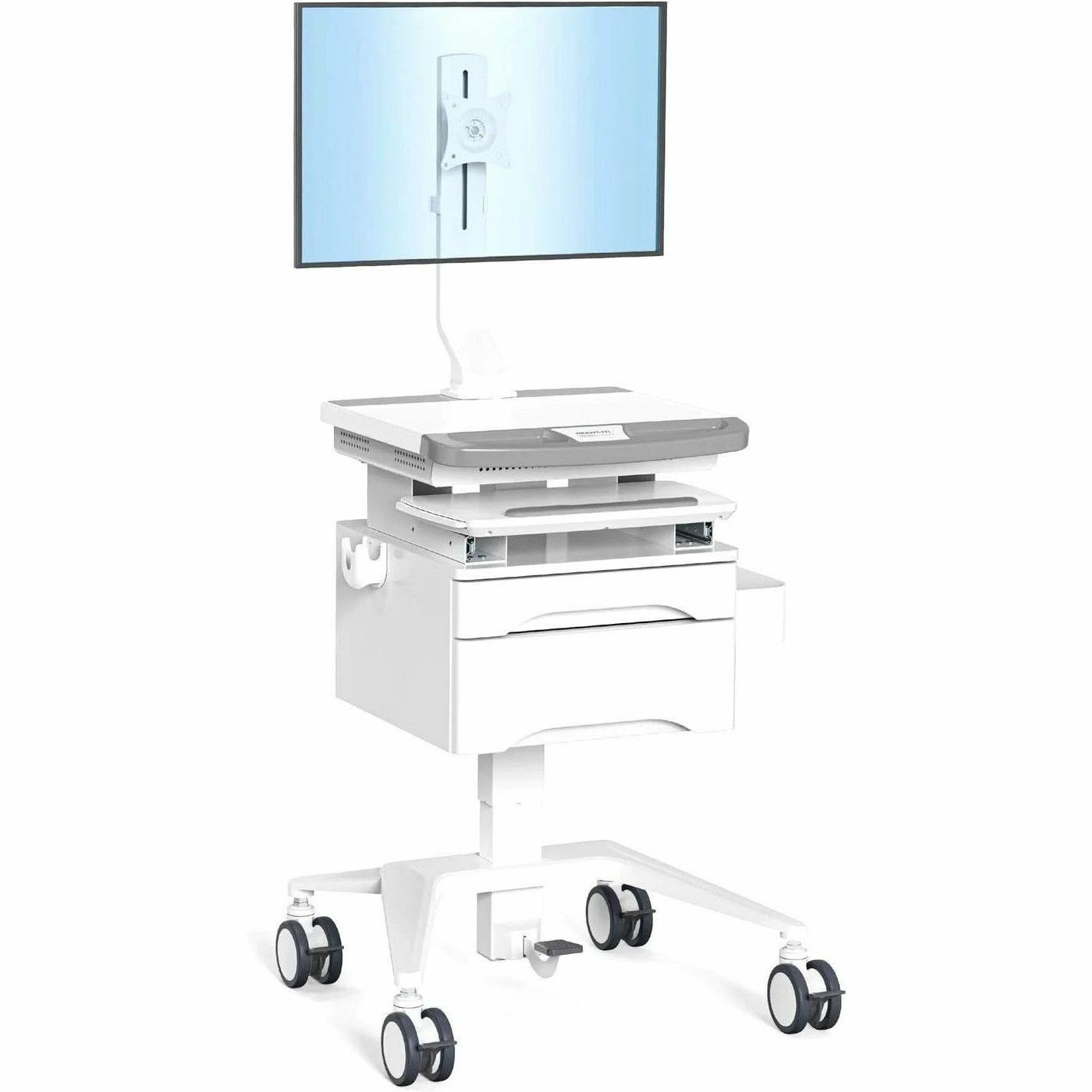 Mount-It! MedHub Mobile Workstation with Drawers and Monitor Mount